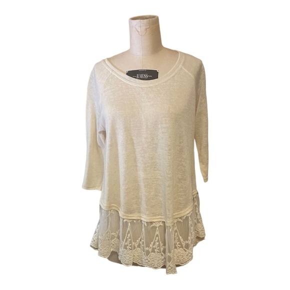 Umgee size small Cream lace shirt cotton blend - Picture 1 of 8